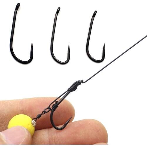 20PCS Carp Fishing Hooks PTFE Coated Matt Black D Rig Hook Barbless Hook Size 6/8/10 Carp Hooks For Carp Fishing Accessories