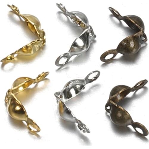 200pcs 4x7mm DIY Ball Chain Clasp End Crimps Calotte Connectors Beads Fastener Accessories for Jewelry Making Components