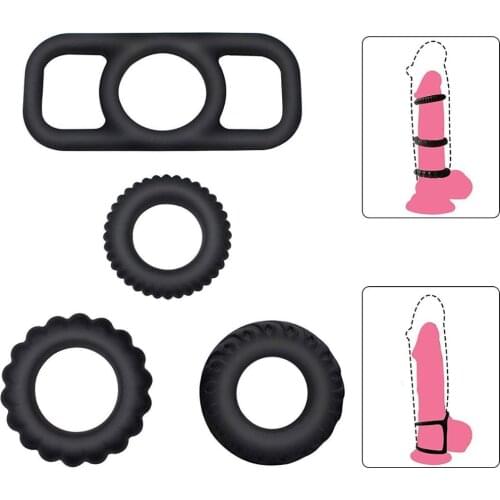 4 PCS Penis Erection Ring Delaying Ejaculation Cock Silicone Rings Penis Enlargement Sex Toys for Man Lock Penis Rings