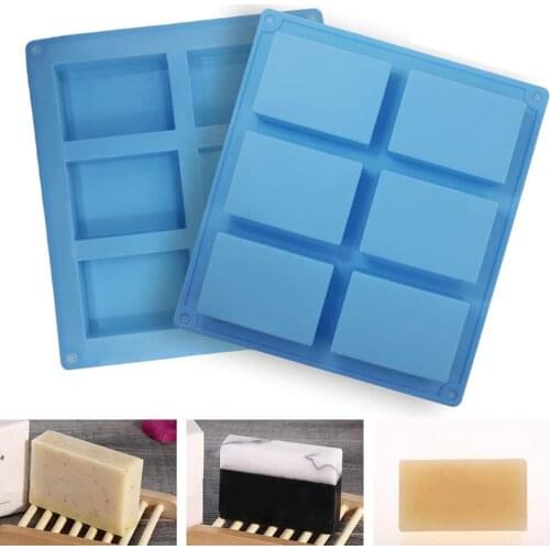 6 Cavity Rectangle Silicone Soap Molds Bar Silicone Cake DIY Moulds Molds Silicone Tool Bake Tools Kitchen Making Homemade N5J9