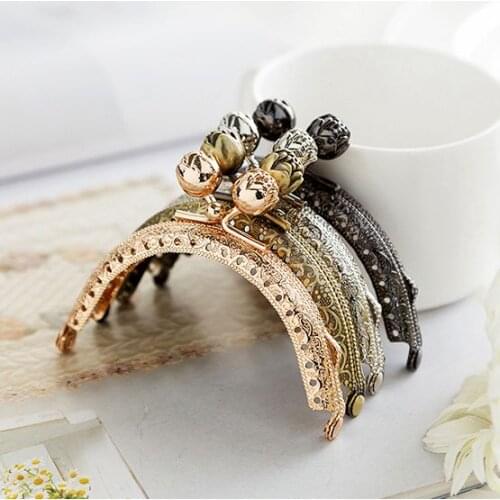 8.5cm Rose Head Metal Purse Frame Handle for Clutch Bag Coin Kiss Clasp Lock Antique Bronze Hardware Bag Accessory