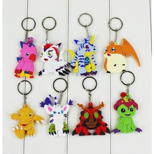 8Styles Anime Digimon Adventure Agumon Patamon Tailmon Gomamon Piyomon Gabumon Tentomon Palmon PVC Pendant Keychain Toys Gifts