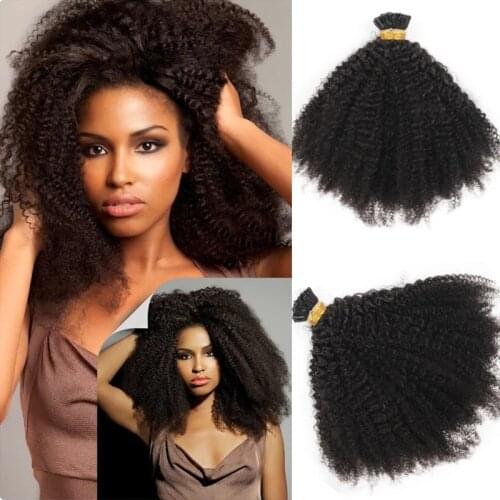 Afro Kinky Curly I Tip Hair Extension Pre-bonded Mongolian Human Hair Microbeads Curly Micro Link Stick I Tip Hair 100strands