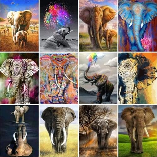 AZQSD Drawing By Number Elephant Unique Gift For Children Hand Paind Kit Canvas Diy Painting By Numbers Animals Decor For Home