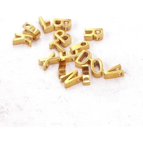 DIY Stainless Steel Mirror High Polished Gold 1.8mm Pinhole Beads 26 English Letter A-Z Beads DIY Styles