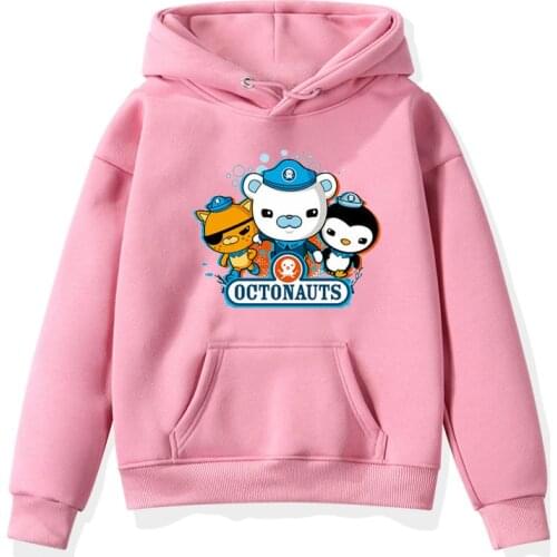Octonauts Hoodies Childrens Clothing Octonauts Kids Pink Sweatshirts Cartoon Sportswear Kids Long Sleeves Kawaii Pullovers