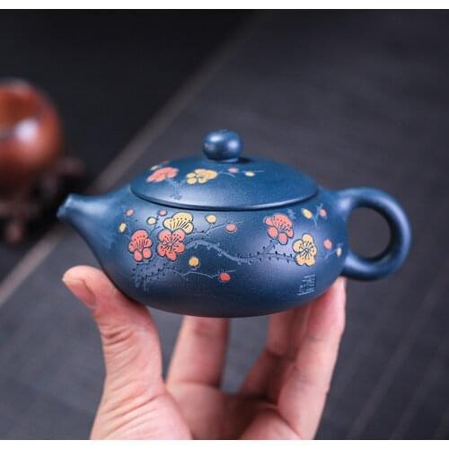 Yixing Teapot Handmade Purple Clay Kung Fu Kettle Flat Xishi Pot With Gift Box
