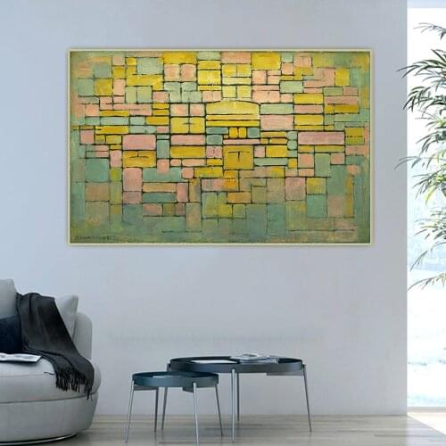 Citon Piet Mondrian《Tableau No 2 Composition No V 》Canvas Art Oil Painting Artwork Poster Picture Wall Decorations Home Decor