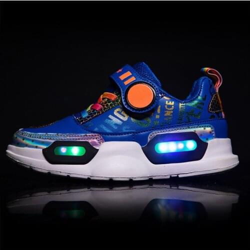 Boy Girls USB Charge Luminous Sneakers Children Led Light Up Shoes Kids Spring Wear-resistant Glowing Casual Sneakers
