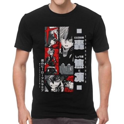 Shoto Todoroki Tshirts Men Leisure Tee Tops Cotton T Shirt Short Sleeve Anime Manga My Hero Academia T-shirt Gift Clothing