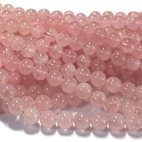 AAA High Quality Genuine Natural Pink Aquamarine Beryl Morganite Round Loose Gemstone Beads 4-12mm 15" 05215