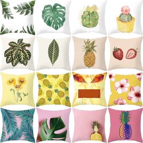 Cartoon Fruit Pattern Cushion Cover 45x45 Polyester Throw Pillowcase Throw Pillow Home Sofa Seat Decorative Pillow Cases