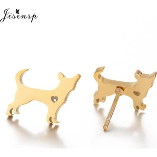 Jisensp New Creative Ladies Fashion Cute Hollow Heart Dog Earrings Vintage Stainless Steel Earrings Best Animal Earrings 2021