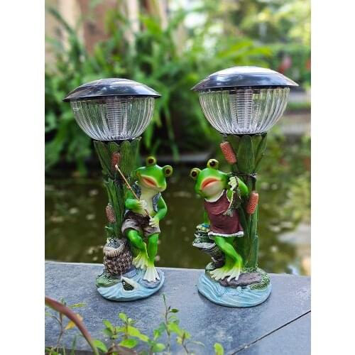 Outdoor Resin Frog Solar Energy Electronic Night Light Garden Courtyard Farmhouse Sculpture Crafts Park Villa Figurines Decor