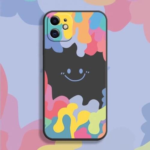 Rainbow Color Graffiti Smile Phone Case for iphone 12 pro max 12 mini 11 pro max X XR XS Max 6 6s 7 8 plus Lens protection Cover