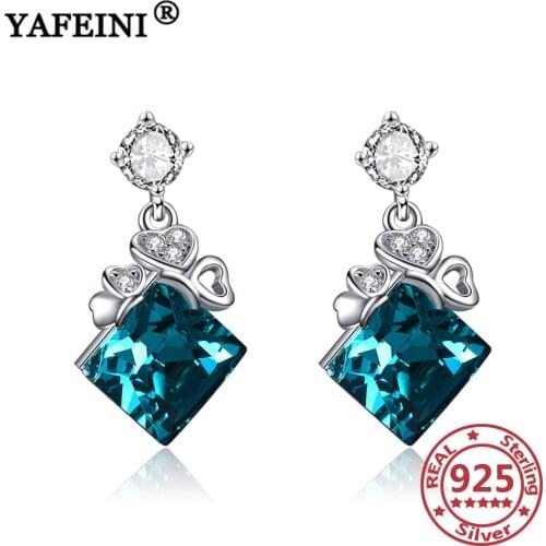 YAFEINI 925 Sterling Silver Crystal Stud Earrings Crystal Earrings For Trendy Jewelry Valentines Day Gifts Mothers Day Gifts