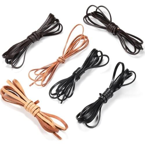 2 Meters/Lot 2-10mm High Quality Cow Leather Flat Cord Findings Rope String For Necklace Bracelets DIY Jewelry Making