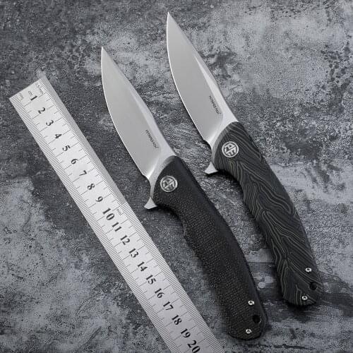 Petrified fish K110 Steel Folding Knife Carbon Fiber +G10 Handle Ceramic Ball bearings EDC tools Camping Hunting Knives PF949