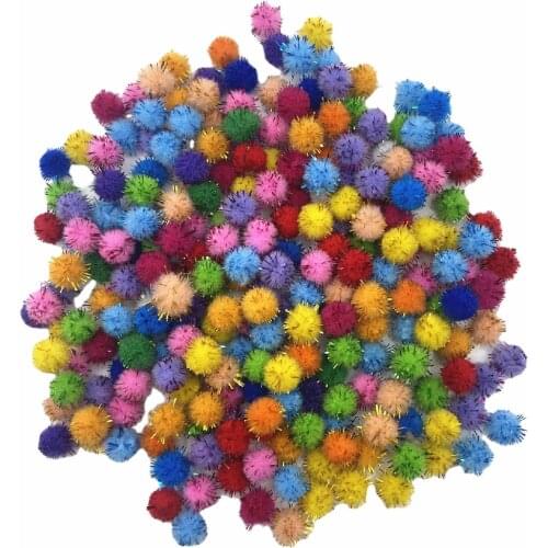 100pcs/pack 12mm Glitter Multicolour DIY Decoration Ball Fur Ball Pompon Home Decor Decorative Flowers Crafts