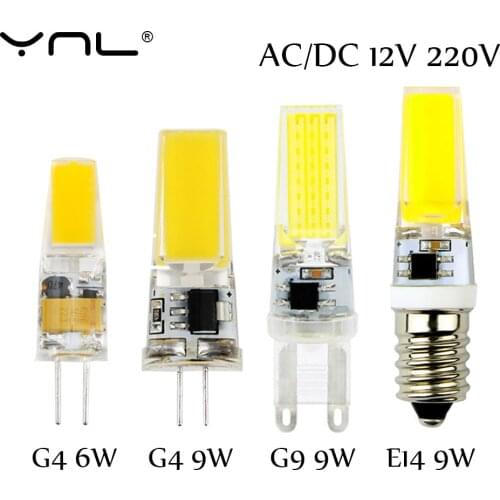 Bombillas LED Bulb G9 G4 E14 220V 3W 6W 9W Dimmable Lampada LED Lamp G4 AC DC 12V COB Lights Replace Halogen