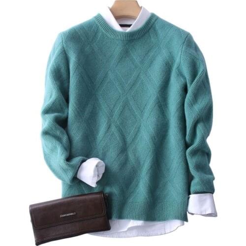 Autumn and winter new sweater mens thickened loose solid color sweater Pullover business casual large knitting crew neck formen