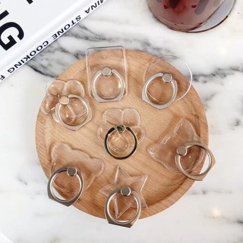 Universal Stent Mobile Phone Holder Stand Finger Ring Magnetic For cute Cell Smart Phone Transparent holder for iphone 11 12 Pro