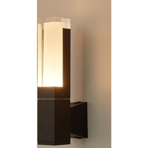 Indoor and outdoor dual purpose Nordic led waterproof grey black wall lamp bathroom minimalist creative villa balcony