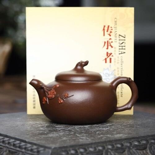 High-grade authentic pure manual double color decals quincuncial piles kung fu teapot tea suit for private use