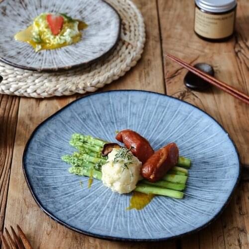 Japanese Kiln Changed Lotus Leaf Ceramic Plate Table Decoration Hotel Service Tableware Fruit Salad Plate Sushi Plate