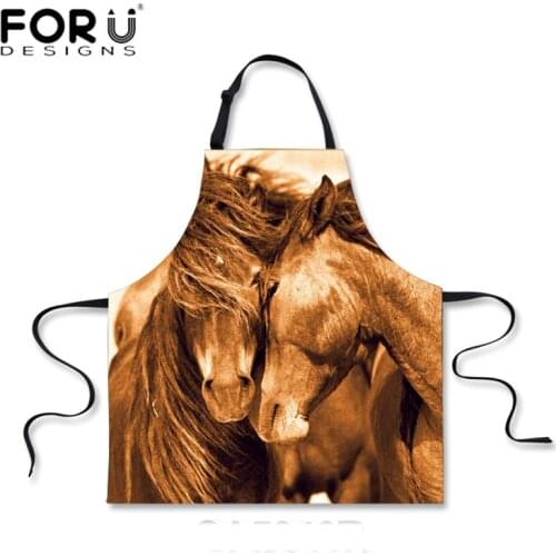 FORUDESIGNS Funny 3D Horse/Dolphin Apron Women Man Chef Cooking Aprons for Adult Ladies 3D Animals Bird/ Lion Kitchen bbq Apron