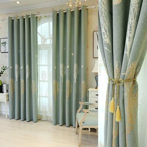 New Chinese Jacquard Curtains Cloth Cotton and Linen Shading Curtains Suitable for Living Room Bedroom Luxurious Curtains