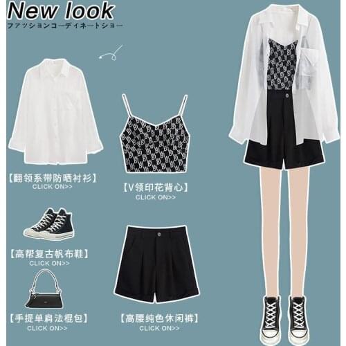 Plus Size Womens 2021 Summer New Sunscreen Suit Womens Fashion Loose Thin Shirt + Casual Short Pants