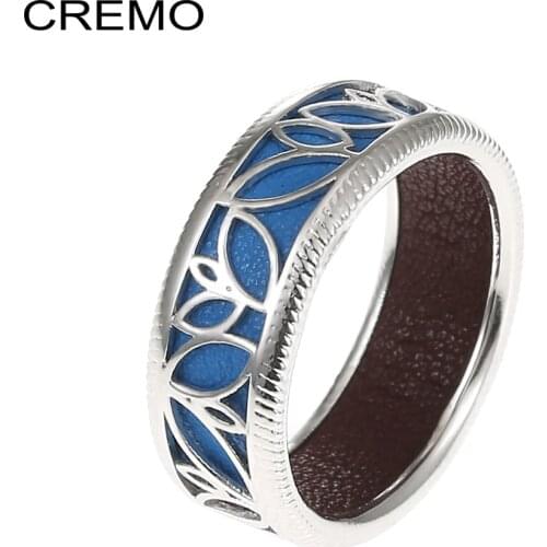 Cremo Flower Argent Finish Ring Simple Couple Alliance Jewrlry Leather Reversible Insert 7mm Width Band Ring for Women