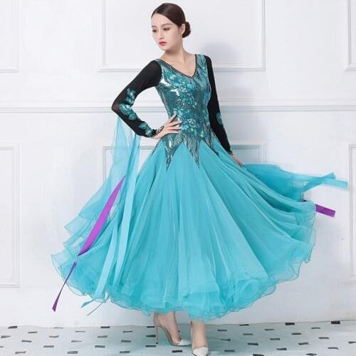 High Quality Sequins luxury Middle East diamond Women Ballroom Dance Dress hand made Waltz Tango Performance modern costumes