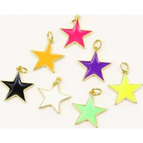 10 Pieces Enamel Star Pendant Charms Rainbow color Pendant Jewelry Pendant Accessories Necklace 51782