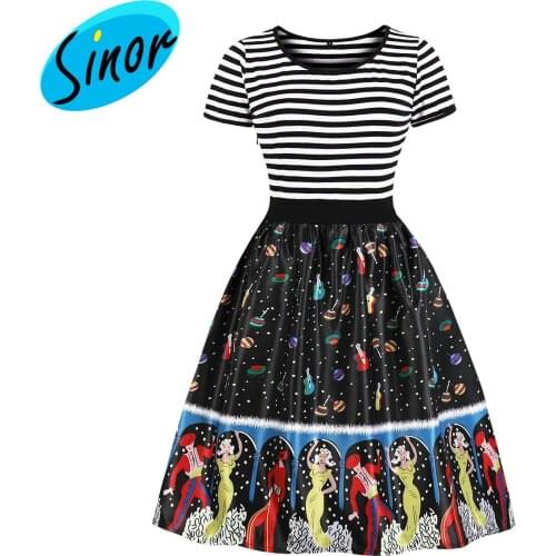 2021 eBay added code womens fashion temperament striped print dress 1690 office banquet