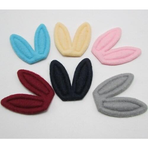 40pcs/lot 4.5x5c Plush Padded Rabbit ears Appliques DIY Children Hair Accessories For Clothes Sewing Supplies DIY Craft