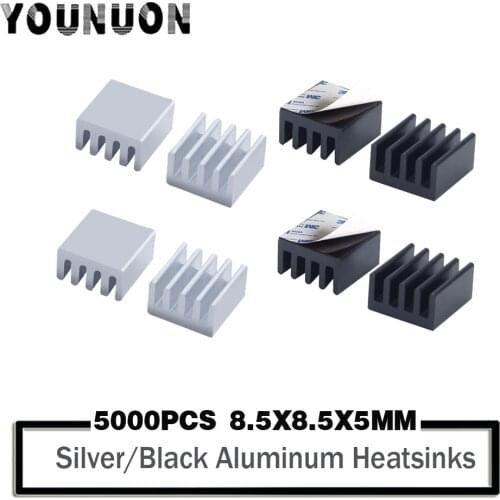 5000Pcs YOUNUON 8.8*8.8*5mm Heatsink Cooling Aluminum Heat Sink for Raspberry Pi, Chip, LED, Power IC Transistor, Module PBC