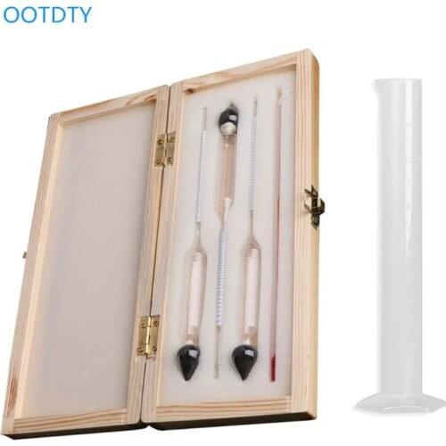 Hydrometer Tester Vintage measuring bottle wooden box Set Tools Alcohol Meter Wine Meter Thermometer hydrometer alcohol Tools