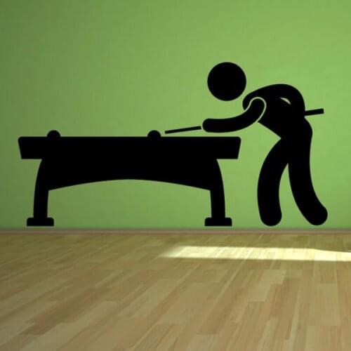 Billiards Player Pub Games Vinyl Wall Sticker Cartoon Sports And Hobbies Wall Stickers Games Art Decals For Baby Kids Room L010