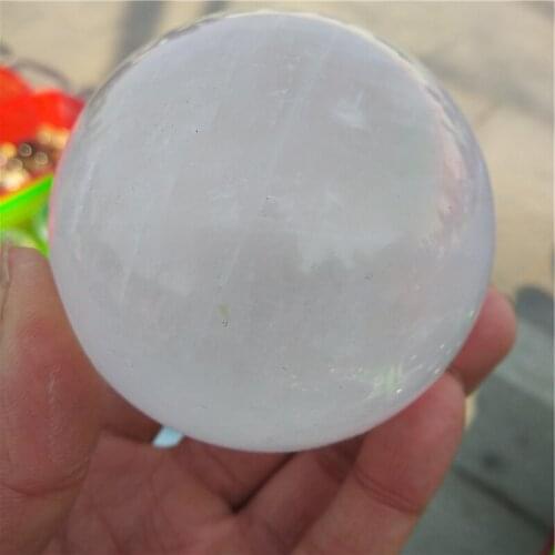 Large 7-8cm natural gemstone white calcite iceland spar sphere spiritual meditation fengshui crystal ball healing gemstone