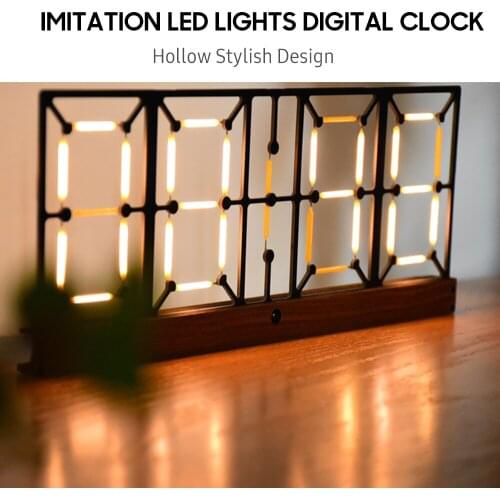 Imitation Lights Digital Clock Glow Clock Hollow LED Clock Fluorescent Desk Clock Semi-Finished Kit Adjustable Brightness