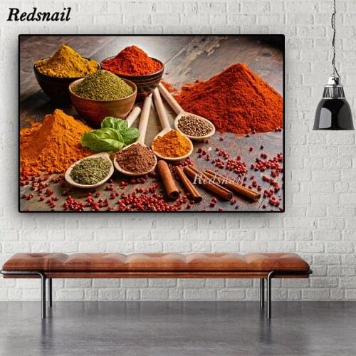 DIY Diamond painting 5D Full Drill mosaic Diamonds Embroidery food Colorful Grains Spices Spoon Kitchen decor EE872