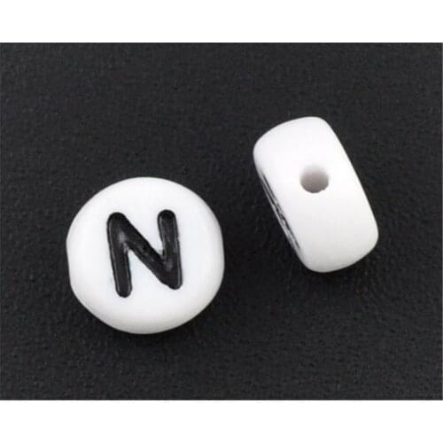 DoreenBeads 500Pcs Acrylic Alphabet/Letter "N" Flat Round Spacer Beads 7mm(B08341), yiwu
