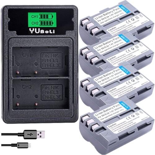 EN-EL3e EN EL3e ENEL3e 2400mAh Camera bateria Batteries AKKU + LCD USB Charger For Nikon D30 D50 D70 D70S D90 D80 D100 D200 D300