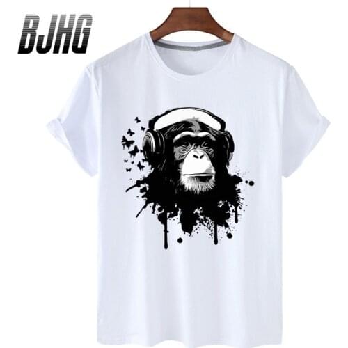100% Cotton Music Orangutan Print Short-sleeved T-shirt Womens Half-sleeved Summer Casual Oversized T-shirt Ladies Shirt S-4XL