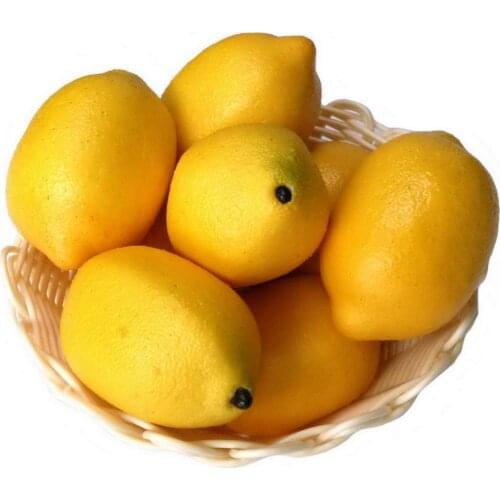 Gresorth 8pcs Artificial Lifelike Simulation Yellow Lemon Fake Fruit Home Kitchen Cabinet Decoration Food Model