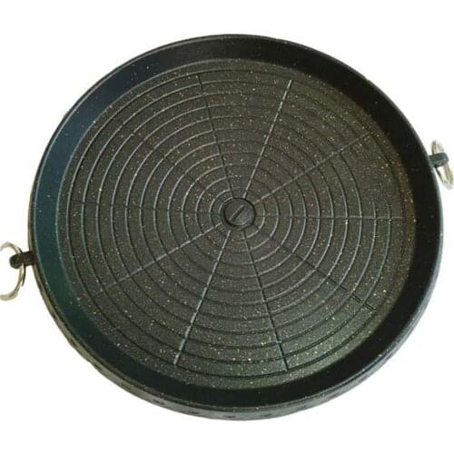 Korean BBQ Grill Pan Round Double Layered Thickened Non-stick Smokeless Barbecue Stovetop Plate For Indoor Outdoor Grilling
