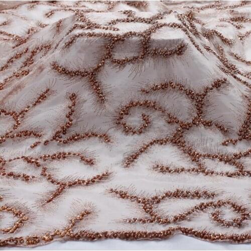 New fashion 3colors heavy beaded on netting Embroidery evening/stage/show dress lace fabric 125cm by yard