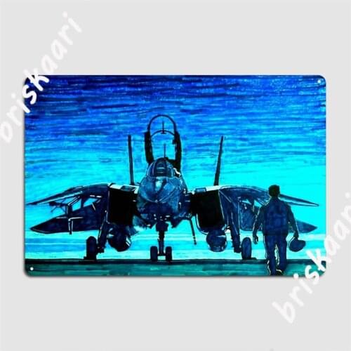 Moonlight Mission-An F14 Tomcat Fighter Pilot Walks To His Plane Metal Signs Mural personalized Plaques Tin sign Posters